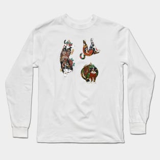 Monmon Japan Cats Sticker Pack Long Sleeve T-Shirt